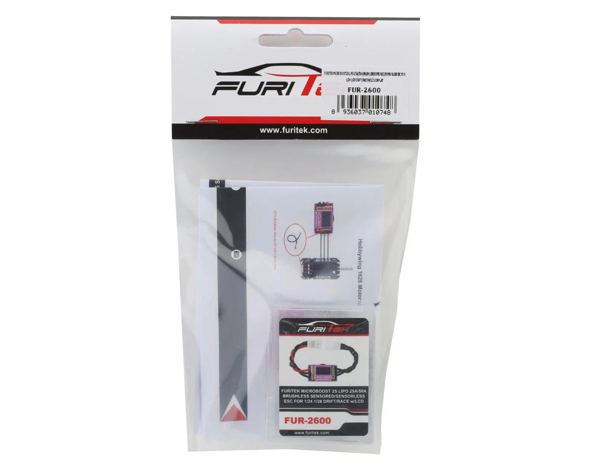 FURITEK FUR-2600 MICROBOOST 2S LIPO 25A/50A BRUSHLESS SENSORED/SENSORLESS ESC FOR 1/24 1/28 DRIFT/RACE w/LCD Display - Purple