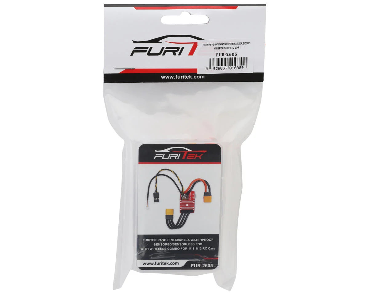 FURITEK FUR-2605 PASO PRO 60A/100A WATERPROOF SENSORED/SENSORLESS ESC WITH WIRELESS COMBO FOR 1/18 1/12 RC Cars