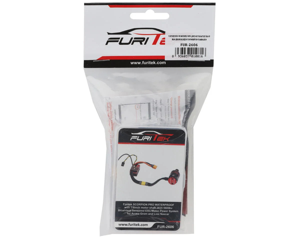 Furitek FUR-2606 SCORPION PRO WATERPROOF with 1/8inch 2835 motor shaft 5600kv Brushless Sensored ESC/Motor Power System for Arrma Grom