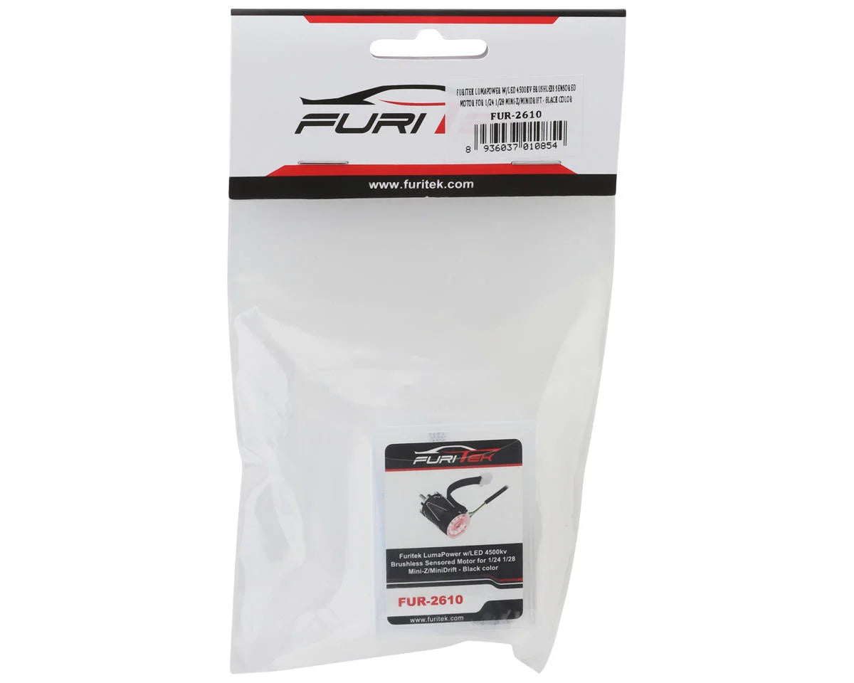 Furitek FUR-2610  LumaPower w/LED 4500kv Brushless Sensored Motor for 1/24 1/28 Mini-Z/MiniDrift - Black color