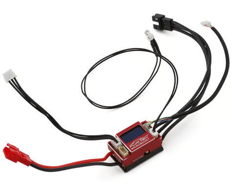 FURITEK FUR-2622 MICROBOOST 2S LiPo 25A/50A Brushless ESC for 1/24 & 1/28 Drift/Race Cars - Sensored/Sensorless, Red Color with LCD Display, Solderable and Wire Replaceable