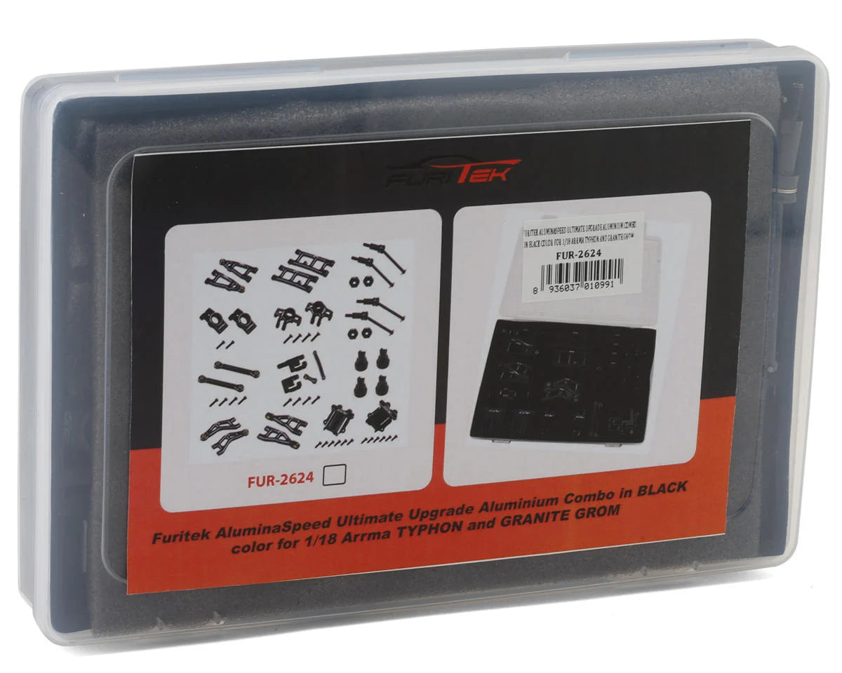 Furitek FUR-2624 AluminaSpeed Ultimate Upgrade Aluminium Combo in BLACK color for 1/18 Arrma TYPHON and GRANITE GROM