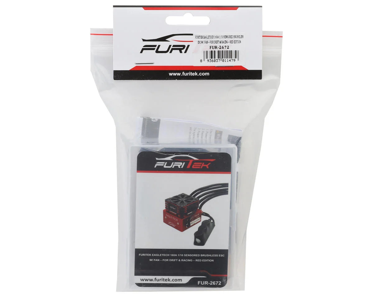 FURITEK FUR-2672  EAGLETECH 160A 1/10 SENSORED BRUSHLESS ESC W/ FAN – FOR DRIFT & RACING – RED EDITION