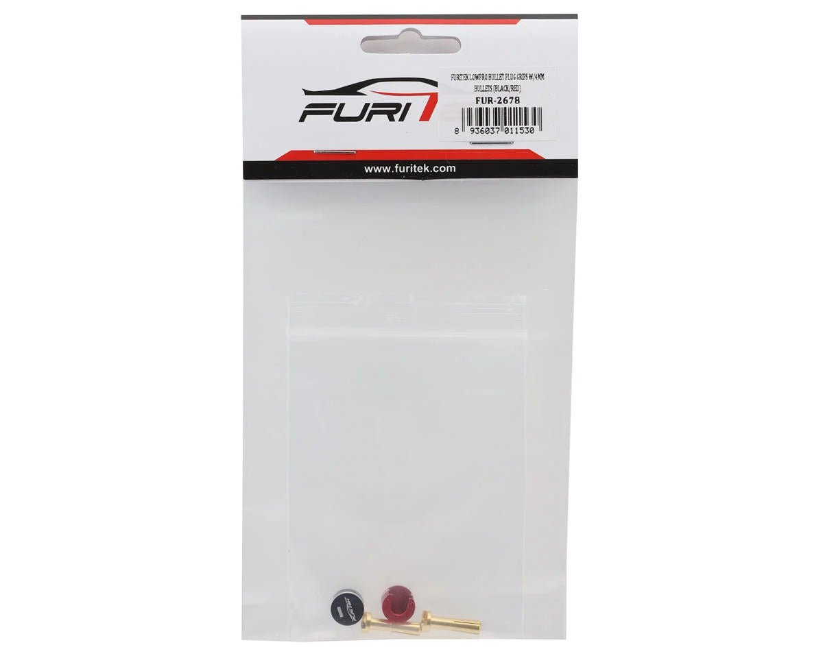 Furitek FUR-2678 LowPro Bullet Plug Grips w/4mm Bullets (Black/Red)