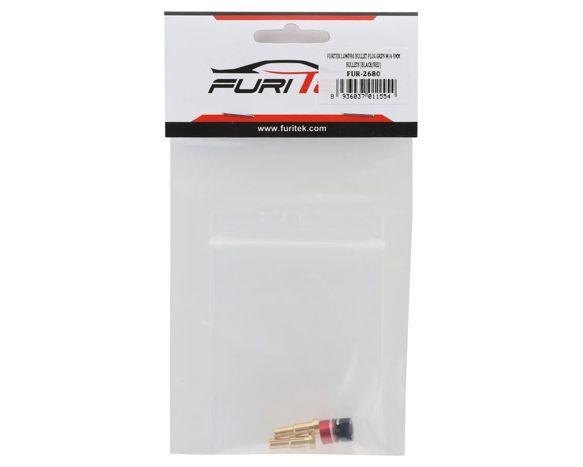 Furitek FUR-2680 LowPro Bullet Plug Grips w/4-5mm Bullets (Black/Red)