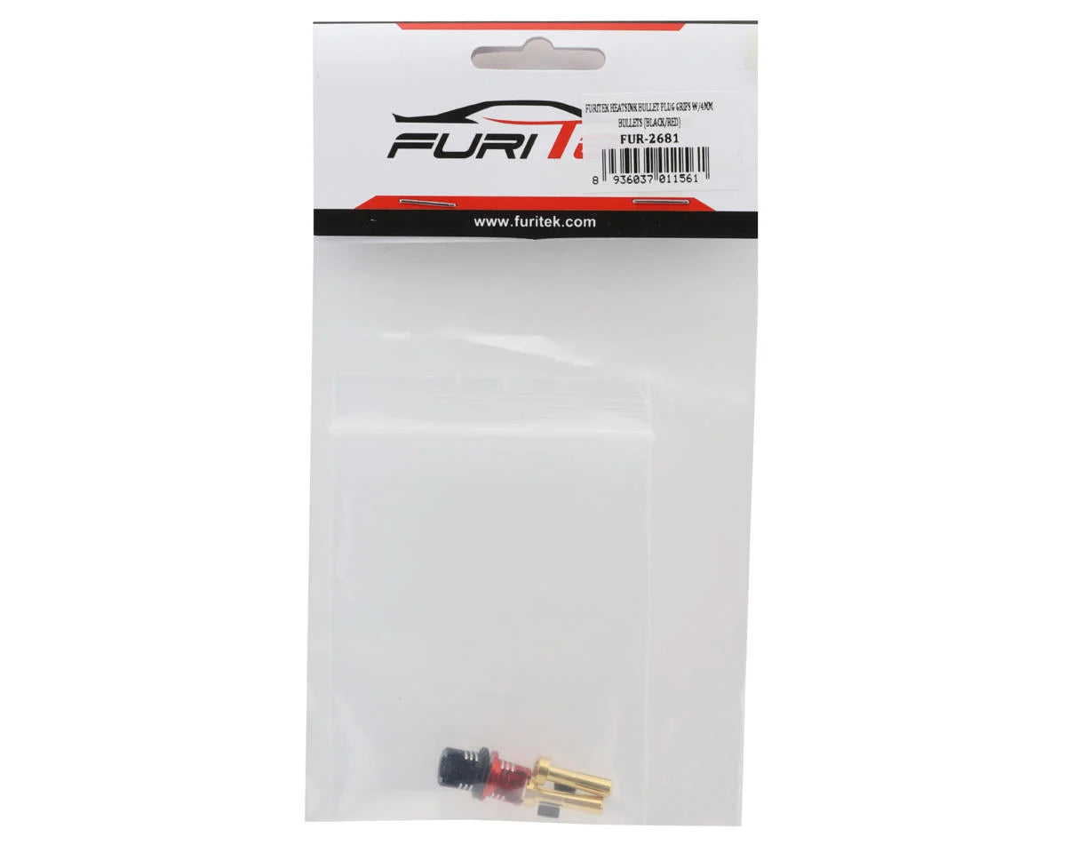 Furitek FUR-2681 Heatsink Bullet Plug Grips w/4mm Bullets (Black/Red)