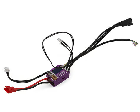 FURITEK FUR-2687 MICROBOOST 2S LiPo 25A/50A Brushless ESC for 1/24 & 1/28 Drift/Race Cars - Sensored/Sensorless, Purple Color with LCD Display, Solderable and Wire Replaceable
