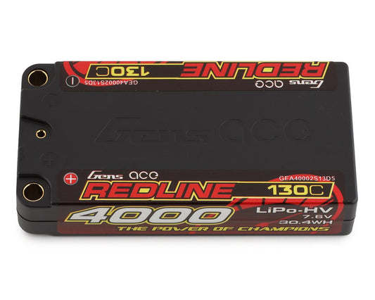 Gens Ace 40002S13D5 Redline 2S LiHV LiPo LCG Battery 130C (7.6V/4000mAh) w/5mm Bullets