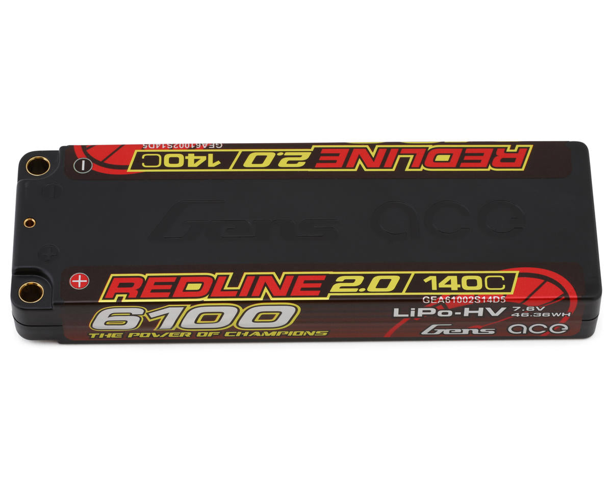 Gens Ace GEA61002S14D5 Redline 2.0 2S LCG LiHV Battery 140C (7.6V/6100mAh) w/5mm Bullets