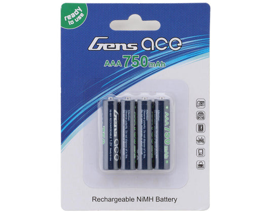 Gens Ace 7501S3A High Power Rechargeable AAA NIMH Battery (1.2V/750mAh) (4) (Mini-Z)