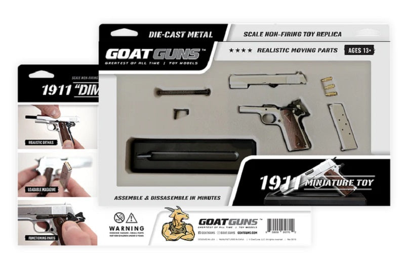 GoatGuns Die Cast 1/2.5 Scale 1911 Model Hand Gun, Silver 1911-SILVER