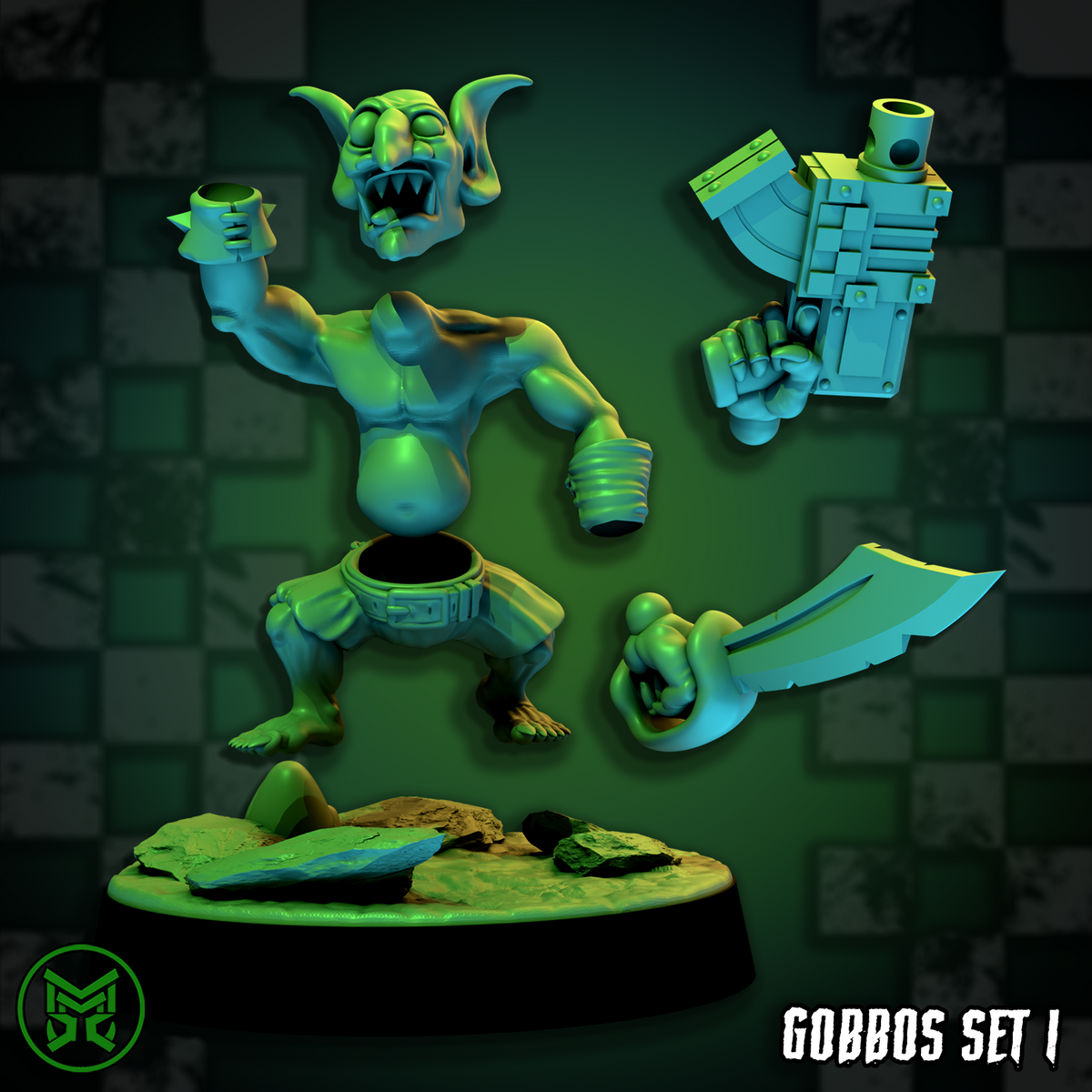 3d Printed Gobbo Crew Modular Set by Mekka Miniatures