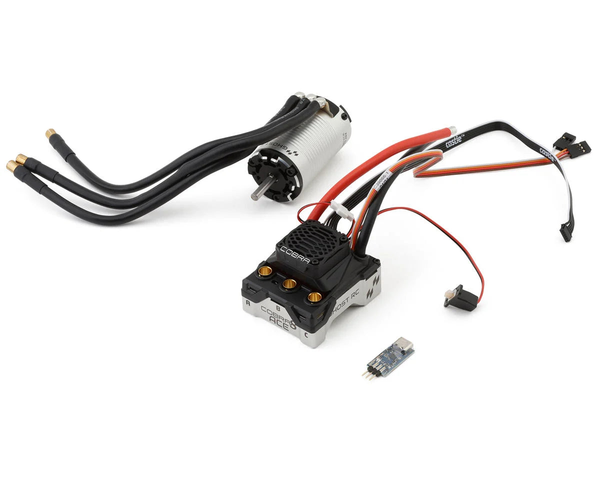 Ghost RC GOS020-0289-00 Cobra 8 ACE No Prep Drag Brushless ESC w/1412 Sensored Motor Combo (4300kV) (Adjustable Endbell)