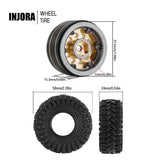 INJORA YQW-1008GL-1017 1.0" 58*24mm -2.65mm Offset Brass Wheel Set for Micro Crawlers