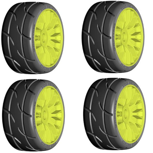 GRP GTY03-XB2 1/8 GT T03 REVO ExtraSoft Mounted Tires Wheels (4) Yellow