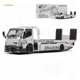 MicroTurbo Hino 300 Flat Bed Truck Pandem Rocket Bunny White 1:64