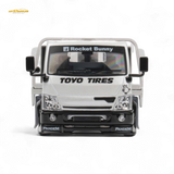 MicroTurbo Hino 300 Flat Bed Truck Pandem Rocket Bunny White 1:64