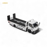 MicroTurbo Hino 300 Flat Bed Truck Pandem Rocket Bunny White 1:64