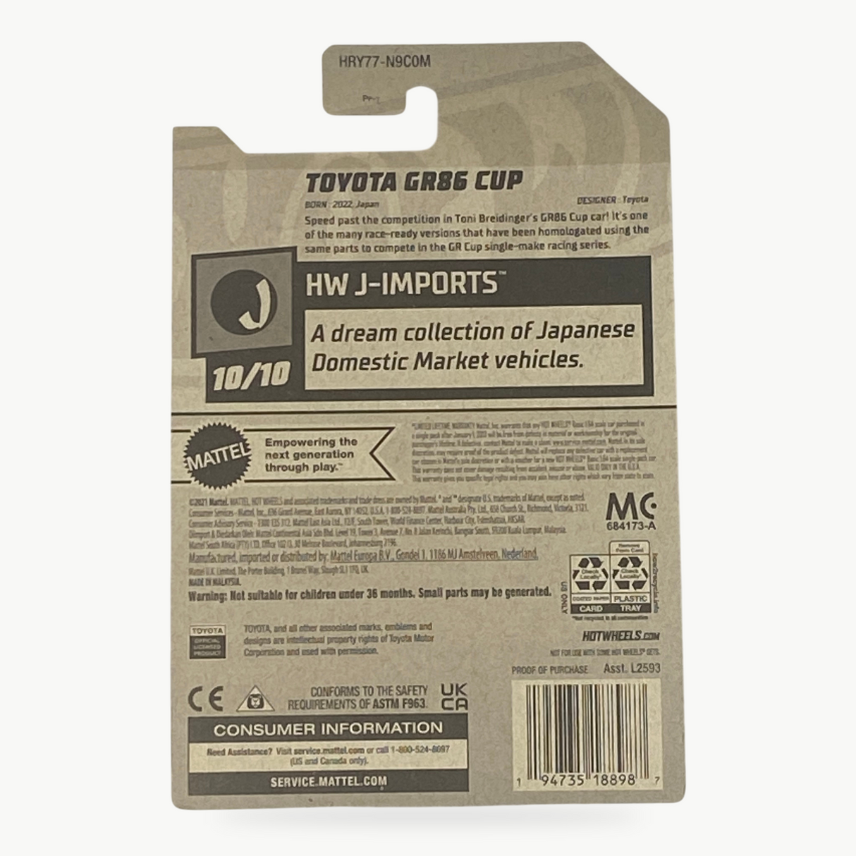 Hot Wheels Toyota GR86 Cup | J-Imports Series 10/10
