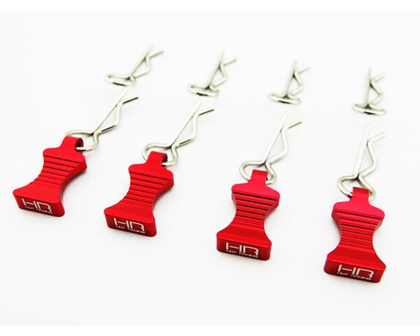 HOT RACING AC03EZ02  1/10 Red Aluminum EZ Pulls (4pcs), Body Clips (8pcs)