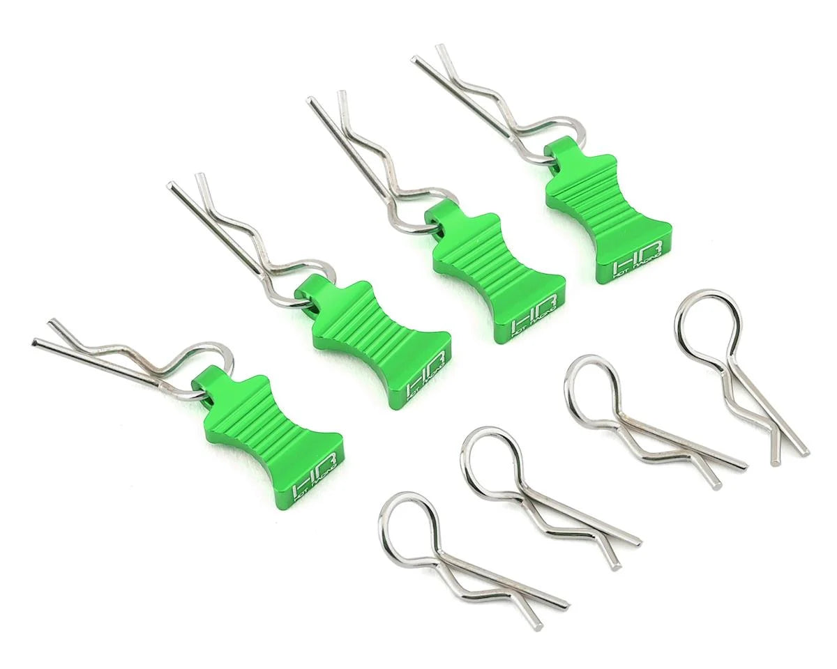 Hot Racing AC03EZ05 1/10 Aluminum EZ Pulls w/Body Clips (Green) (4)