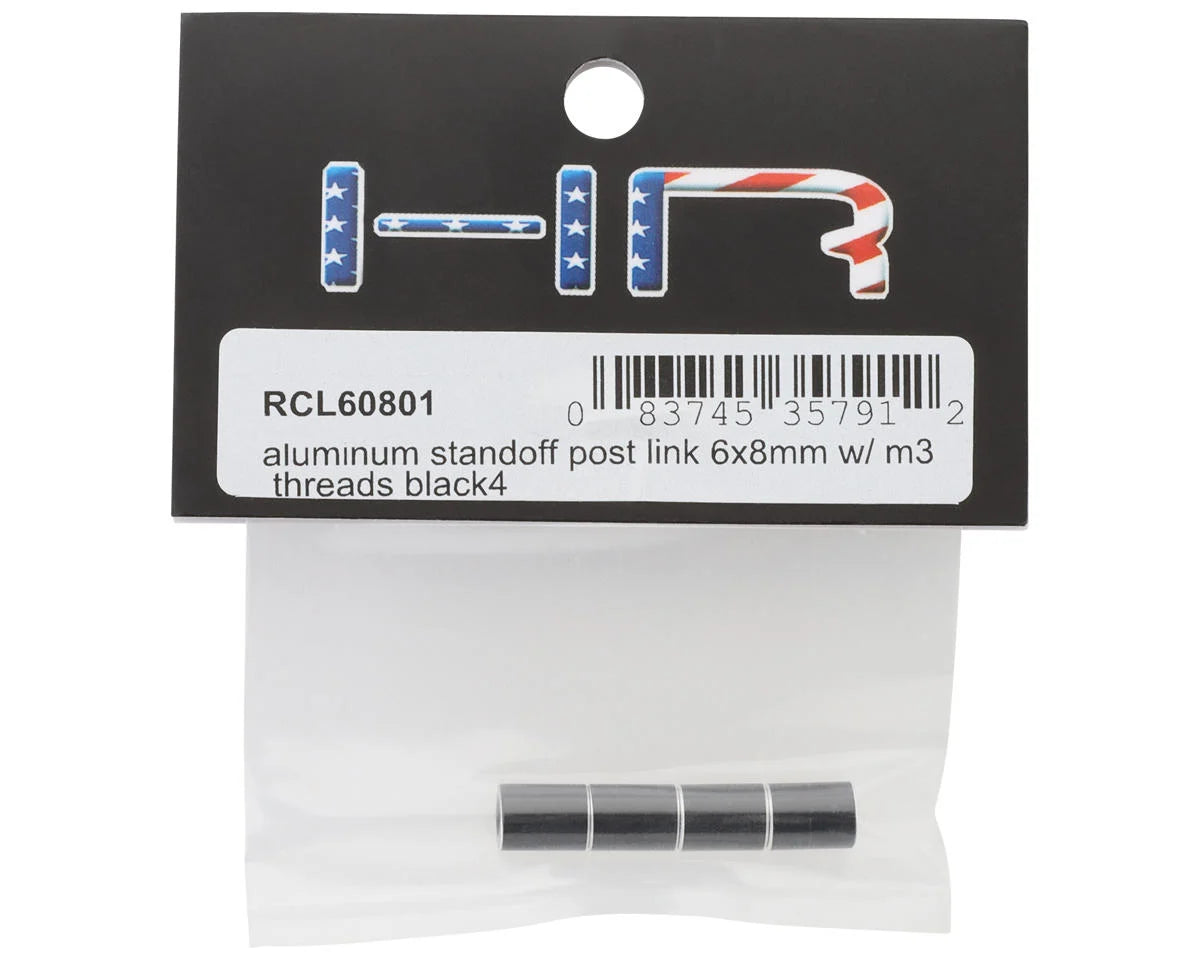 Hot Racing HRARCL60801 Aluminum Standoff Post Link (Black) (4) (3x6x8mm)
