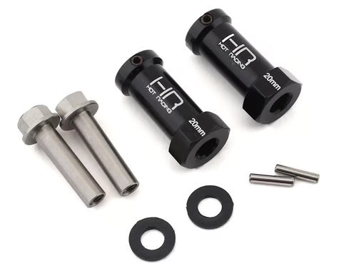 Hot Racing HRASCX10TT01 Axial Wheel Hub Extensions w/12mm Hex (Black) (2) (+20mm)