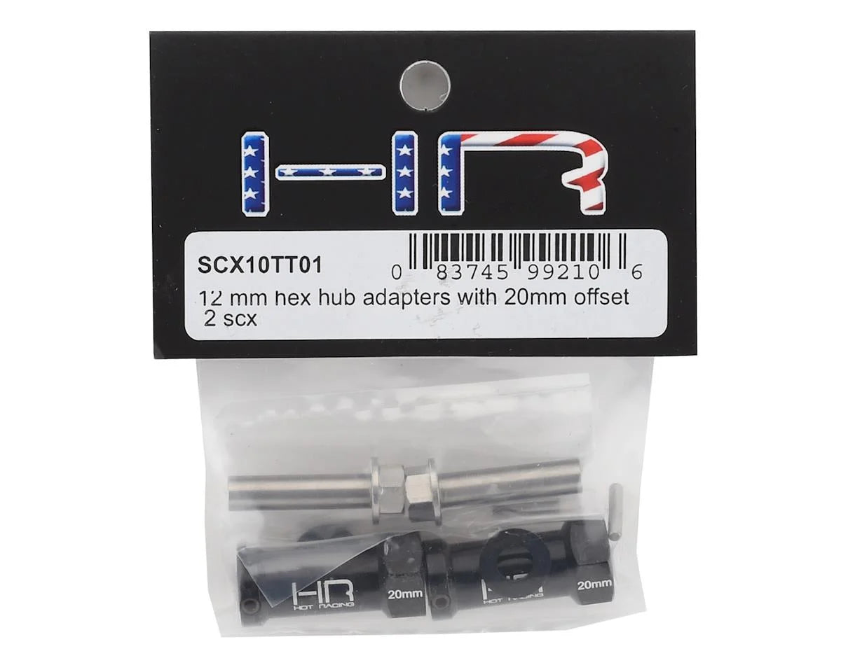 Hot Racing HRASCX10TT01 Axial Wheel Hub Extensions w/12mm Hex (Black) (2) (+20mm)