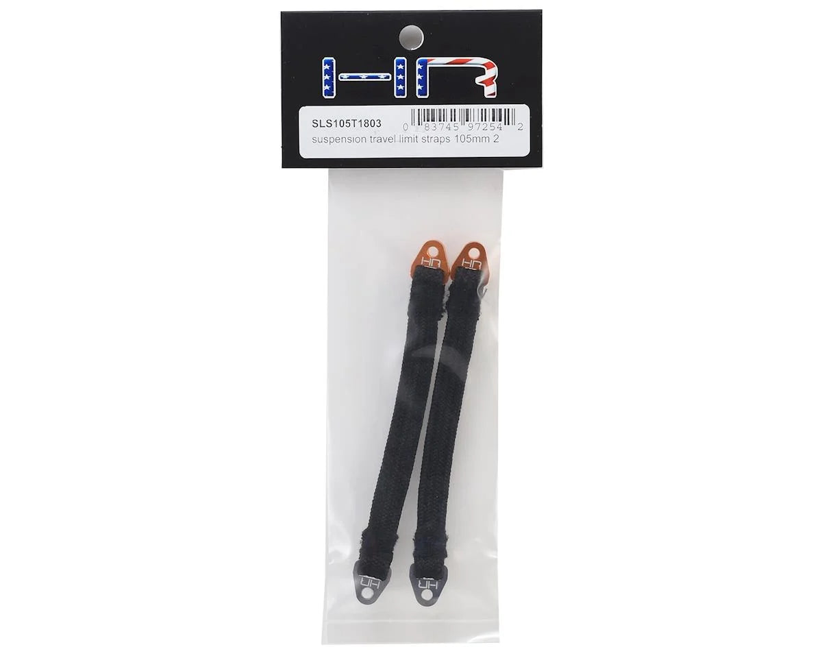 Hot Racing HRASLS105T1803 105mm Suspension Travel Limit Straps (2) (Orange/Silver)