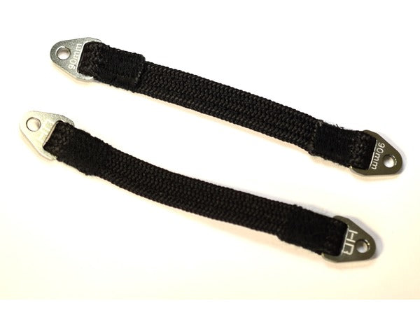 HOT RACING HRASLS90T1111 Suspension Travel Limit Straps, 90mm, Gun Metal, (2pcs)