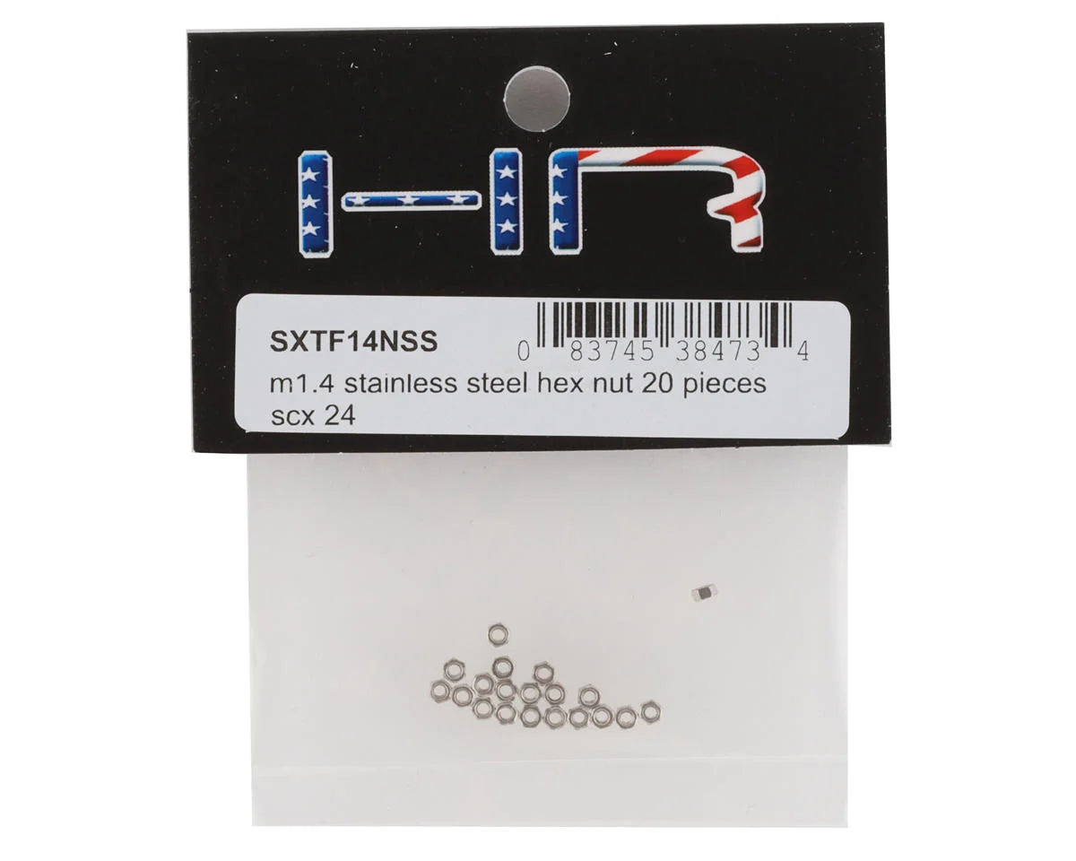 HOT RACING SXTF14NSS 1.4mm Stainless Steel Hex Nut (20) (SCX24/AX24)