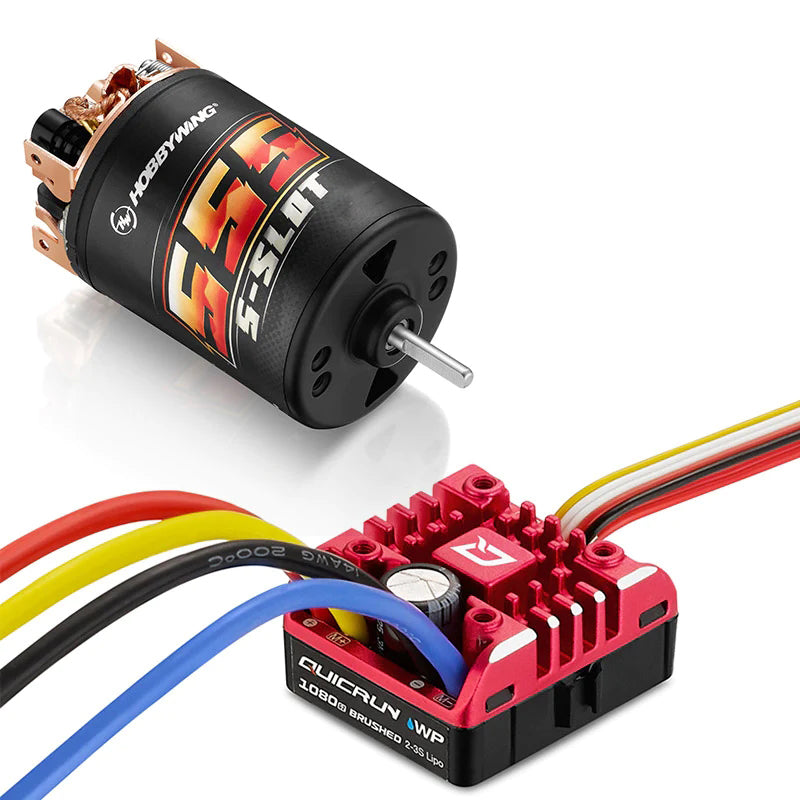 Hobbywing HWI38020352 QuicRun 1080 G2 ESC with Brushed 555, 13T Motor Combo