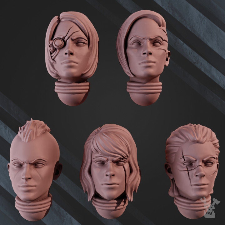3d Printed War Sisters Bits - Head Set x5 by DakkaDakka