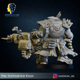 3d Printed Ork Pirate with Big Bada Boom Grenade Launcher by Meshbrain Labs