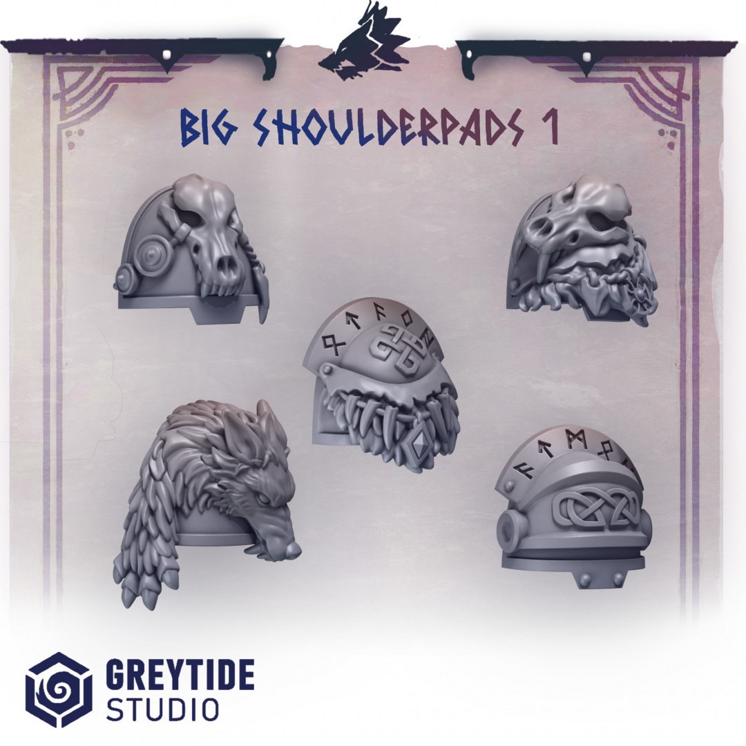 3d Printed Primal Hounds Big Shoulderpads x10 by Greytide Studio