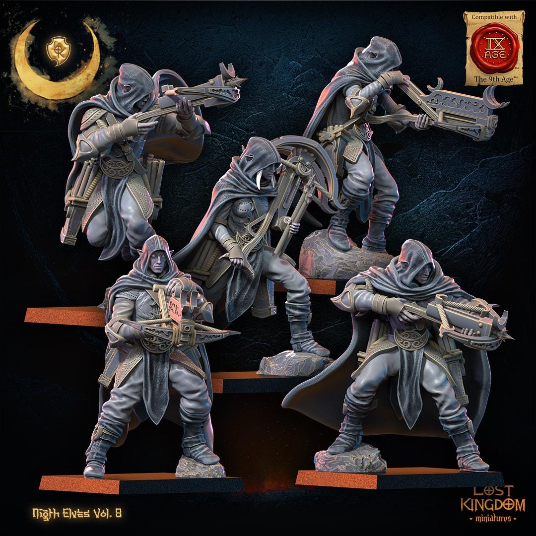 3d Printed Night Elf Arbalest Regiment x10 by Lost Kingdom Miniatures