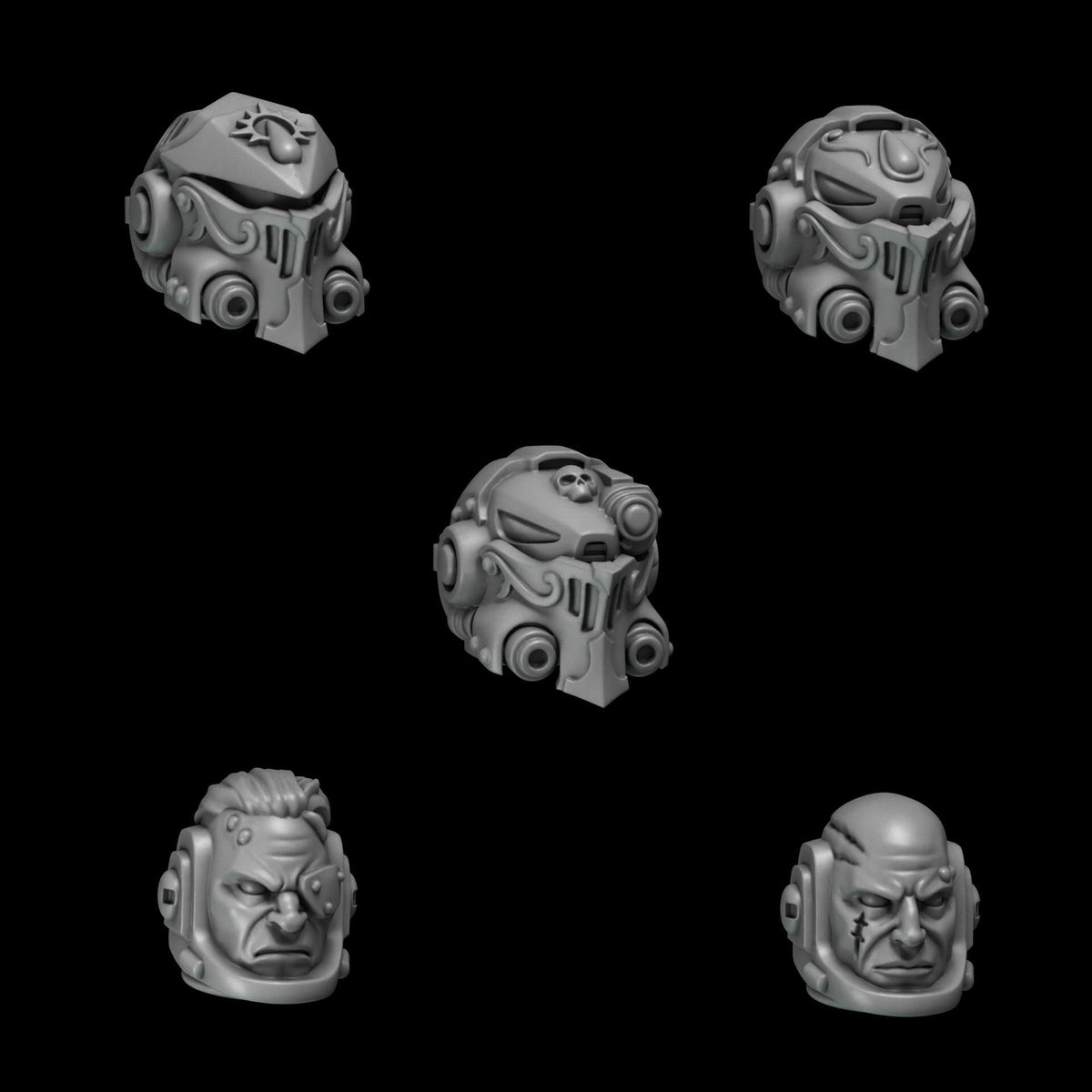 3d Printed Crimson Lords Heavy Armor Helmets x10 by Greytide Studio