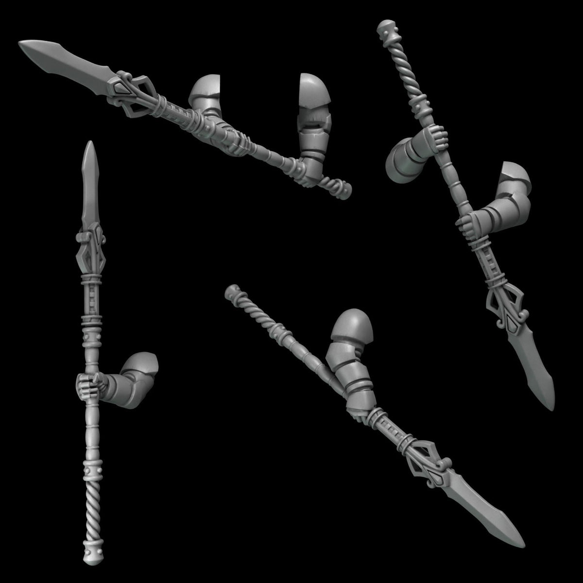 3d Printed Crimson Lords 2 Handed Spear Set  by Greytide Studio