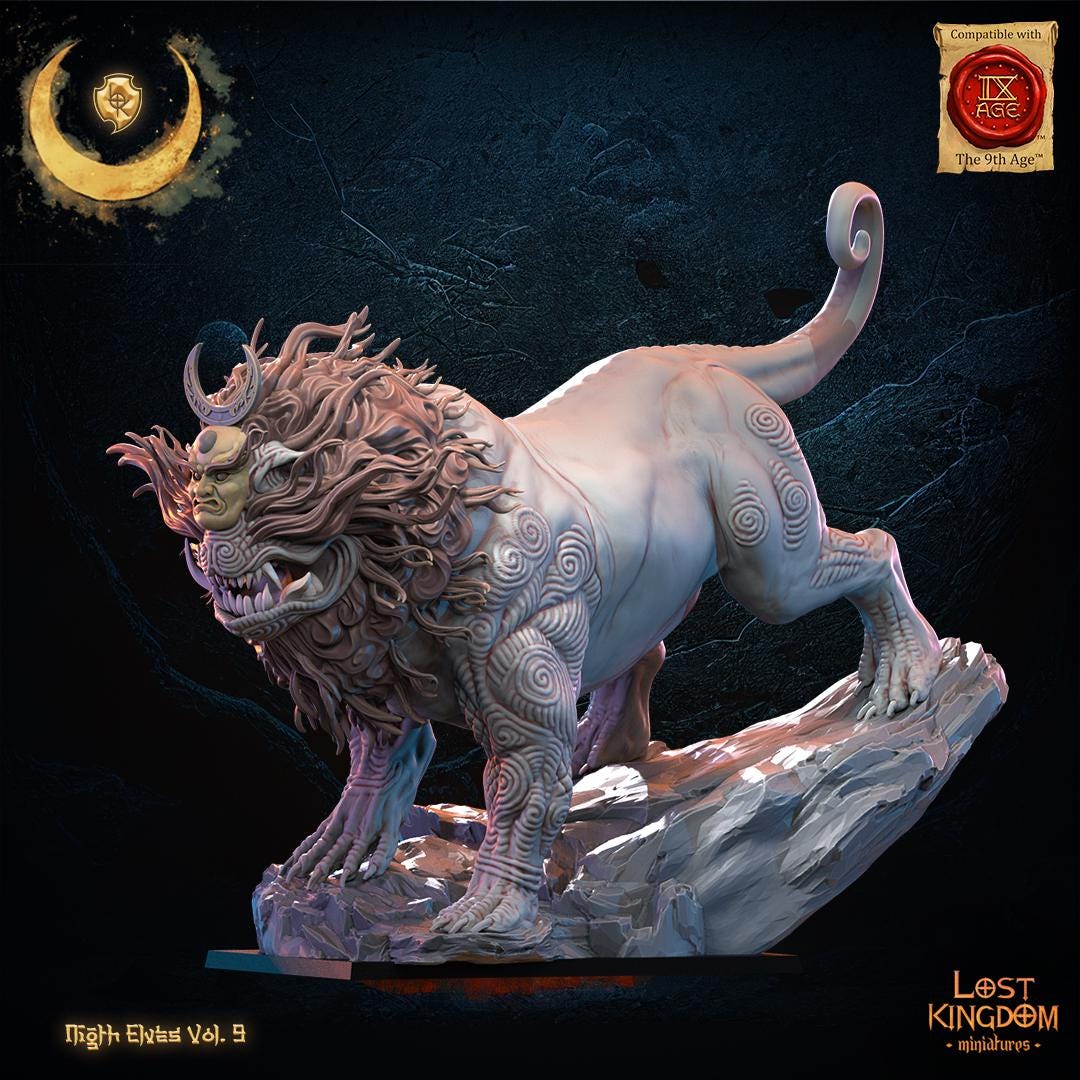 3D Printed Night Elf Lion Beast by Lost Kingdom Miniatures