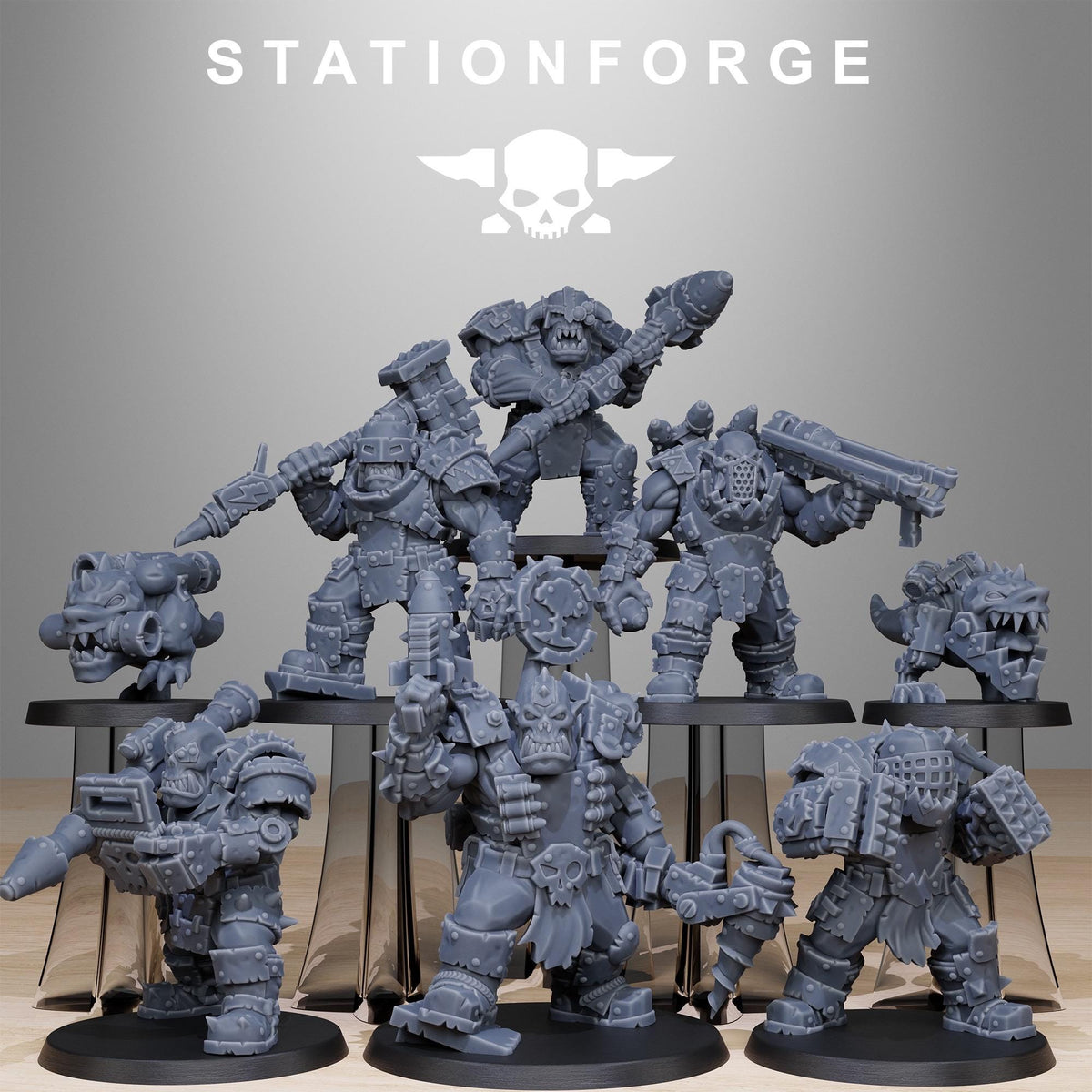 3D Printed Orkaz Smashaz by StationForge Miniatures