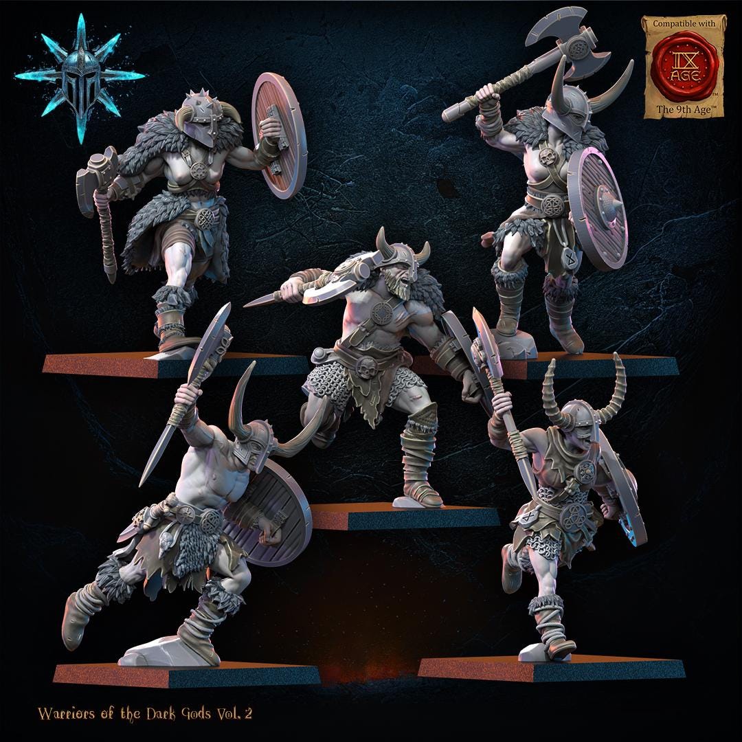 3D Printed Chaos Barbarian Regiment x10 by Lost Kingdom Miniatures