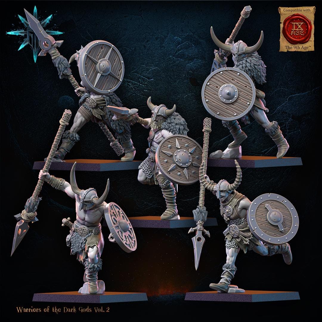 3D Printed Chaos Barbarian Regiment x10 by Lost Kingdom Miniatures