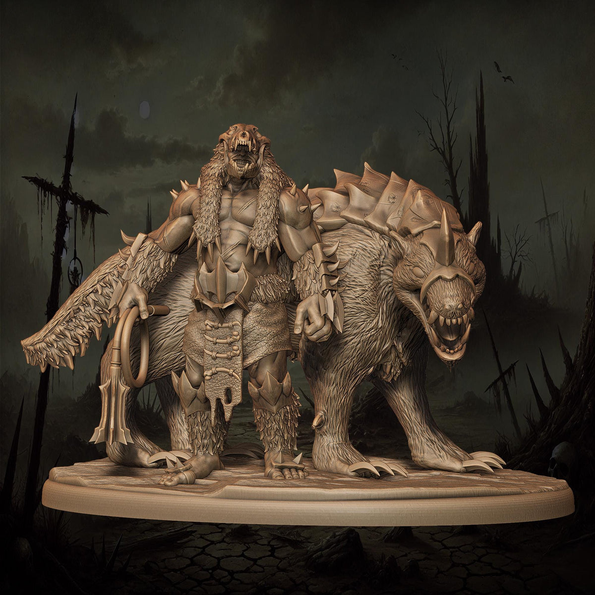 3D printed Orc Houndmasters by Monolith Arts