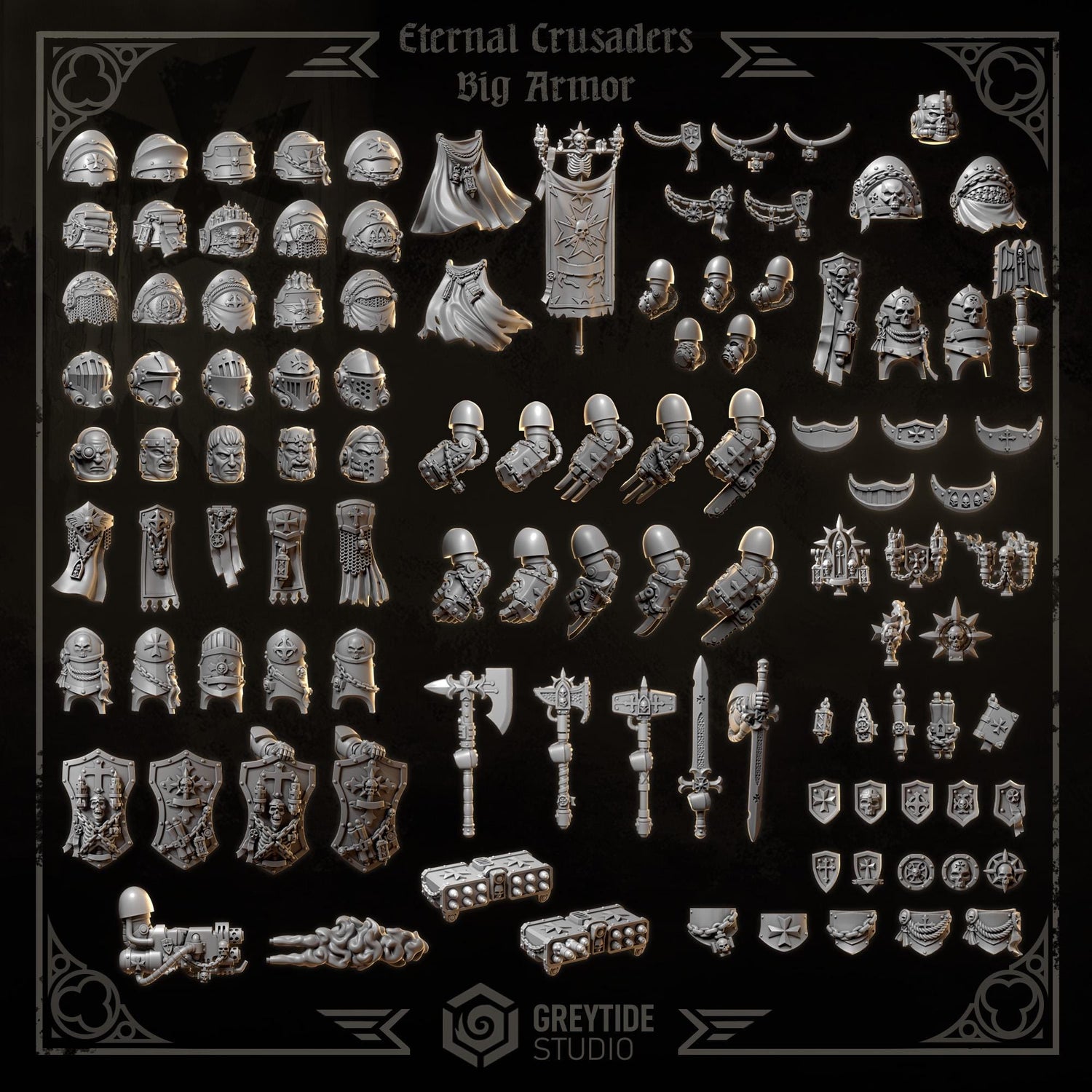3d Printed Eternal Crusader Shoulderpads x10 #2 by Greytide Studio