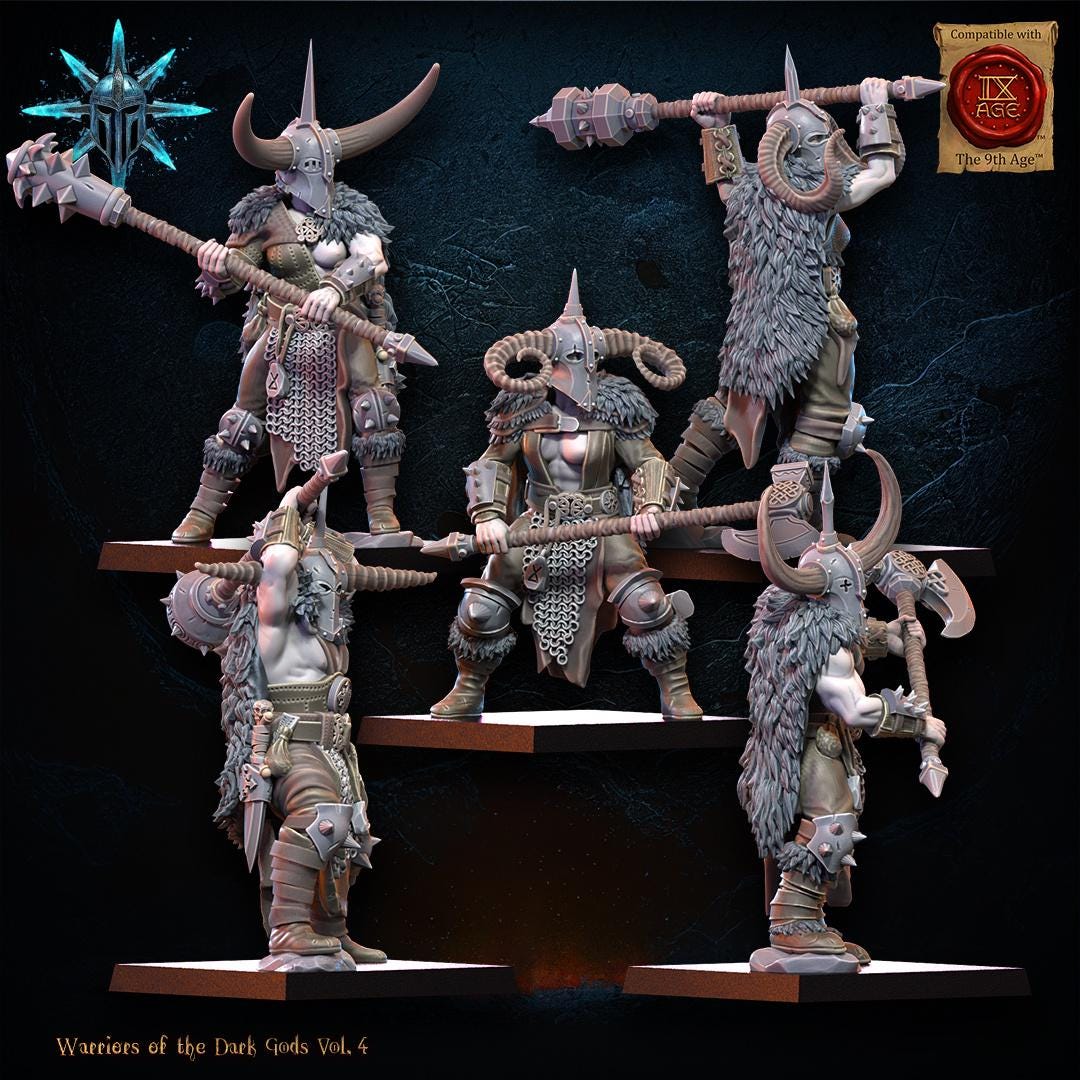 3D Printed Heavy Weapon Chaos Barbarian Regiment x10 by Lost Kingdom Miniatures