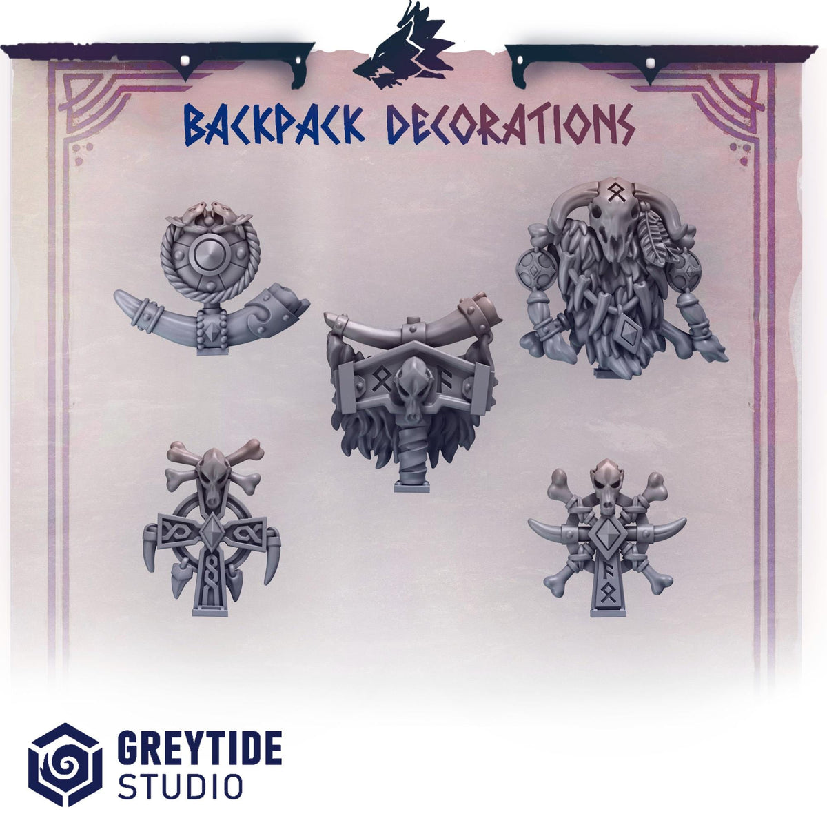 3d Printed Primal Hounds Backpack Decorations by Greytide Studio