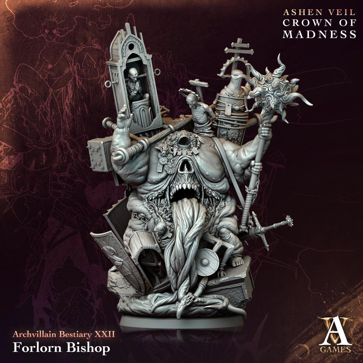 3D Printed Forlorn Bishop by Archvillain Games