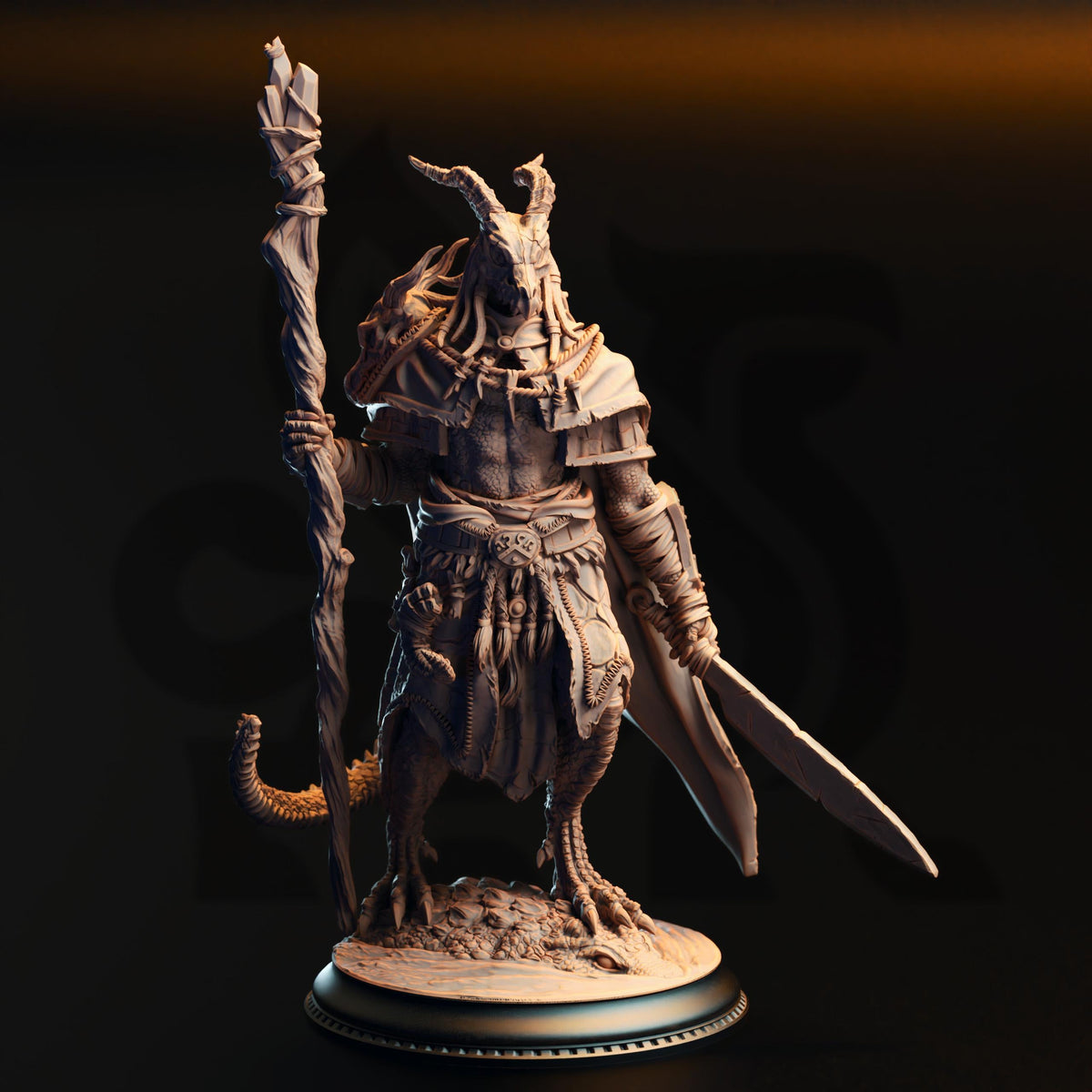3D Printed Black Dragonborn Druid by DM Stash