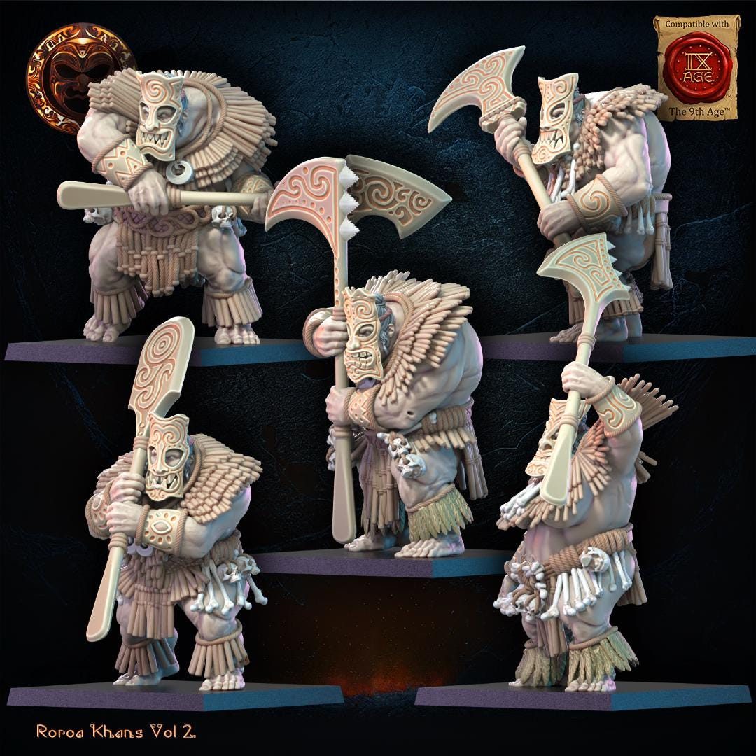 3D Printed Roroa Khans Tiki Regiment x10 by Lost Kingdom Miniatures