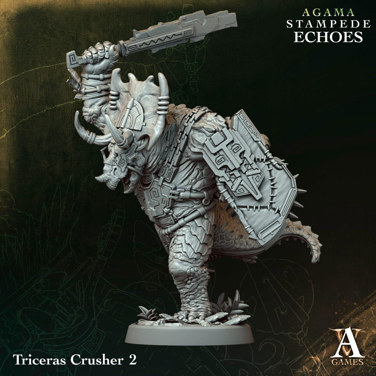 3D Printed Triceras Crusher by Archvillain Games